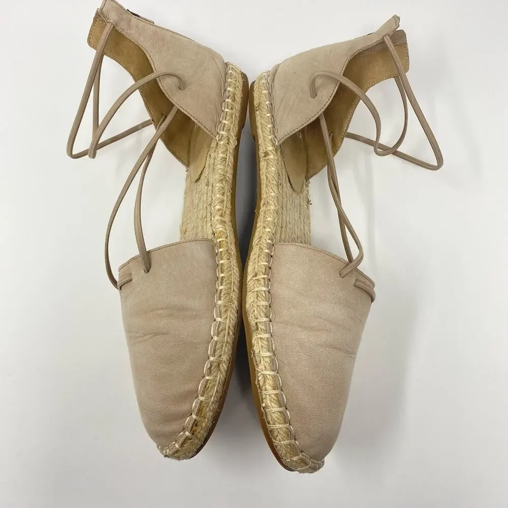 Eileen Fisher Beige Flat Elastic Zip Up Espadrilles 8.5